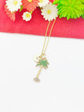 Gold Coconut Tree Charm Necklace Palm Tree Beach Jewelry Gifts, Personalized Customized Gifts, N5356