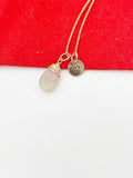 Rose Gold Natural Rose Quartz Charm Necklace Gemstone Jewelry Gifts, Personalized Customized Gifts, N3847A