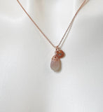 Rose Gold Natural Rose Quartz Charm Necklace Gemstone Jewelry Gifts, Personalized Customized Gifts, N3847A