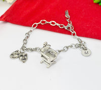 Silver Director Chair Drama Mask Charm Bracelet Drama Club Gifts, Personalized Customized Gifts, N2213G