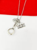 Silver Detective Necklace Magnifying Glass Camera Detector Jewelry, Personalized Customized Gifts, N4401A