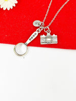 Silver Detective Necklace Magnifying Glass Camera Detector Jewelry, Personalized Customized Gifts, N4401A