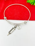 Silver Injection Syringe Bracelet Phlebotomists Medical School Jewelry Gifts, Personalized Customized Gifts, N92A