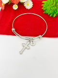 Stainless Steel Cross Charm Bracelet Cross Jewelry Gifts, Personalized Customized Gifts, N145A