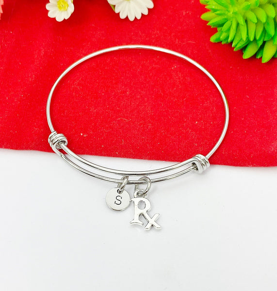 Silver Pharmacist RX Charm Bracelet Pharmacist Graduation Jewelry Gifts, Personalized Customized Gifts, N2162A