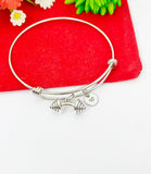 Silver Dumbbell Charm Bracelet Weightlifting Gym Jewelry Gifts, Personalized Customized Gifts, N987A