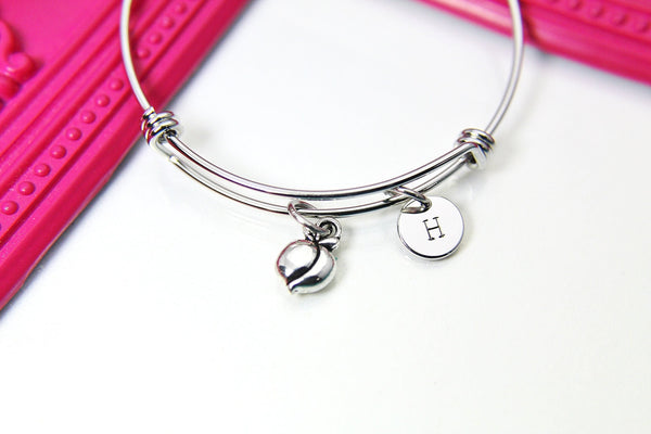 Silver Peach Charm Bracelet Girlfriends Jewelry Gifts, Personalized Customized Gifts, N123E