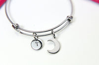 Crescent Moon Charm Bracelet, Crescent Moon Jewelry Gifts, N4444A