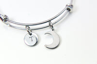 Crescent Moon Charm Bracelet, Crescent Moon Jewelry Gifts, N4444A