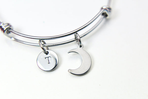 Crescent Moon Charm Bracelet, Crescent Moon Jewelry Gifts, N4444A
