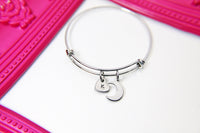Stainless Steel Crescent Moon Charm Bracelet Crescent Moon Jewelry Gifts, Personalized Customized Gifts, N4444A