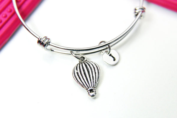 Silver Hot air Balloon Charm Bracelet Hot Air Balloon Jewelry Gifts, Personalized Customized Gifts, N2304A