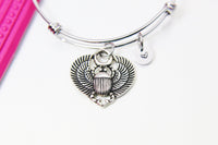 Silver Egyptian Beetle Charm Bracelet Egyptian Beetle Jewelry Gifts, Personalized Customized Gifts, N30A