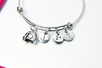 Silver Football Helmet Charm Bracelet Football Fan Jewelry Gifts, Personalized Customized Gifts, N681A