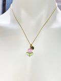 Gold Pink Tulip Necklace, Tulip Charm, Gardening Gifts, Personized Birthday Gifts, N5303C