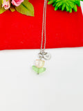 Silver Tulip Necklace, Tulip Charm, Gardening Gifts, Personized Birthday Gifts, N5303G