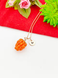 Rose Gold Raspberry Necklace, Handmade Lampwork Raspberry Charm, Personized Customized Initial Necklace, N5304