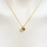 Gold Japanese Cherry Blossom Necklace, Tiny Sakura Flower, Personized Customized Initial Necklace, N5305