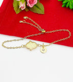 Gold Hamsa Hand Bracelet, Personized Customized Initial Bolo Bracelet, N5306A