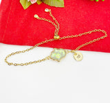 Gold Hamsa Hand Bracelet, Pink, Personized Customized Initial Bolo Bracelet, N5306C