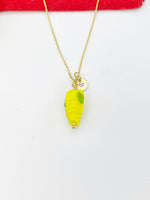 Gold Corncob Necklace, Handmade Lampwork Yellow Corn Cob Charm, Personized Customized Initial Necklace, N5310