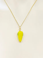 Gold Corncob Necklace, Handmade Lampwork Yellow Corn Cob Charm, Personized Customized Initial Necklace, N5310