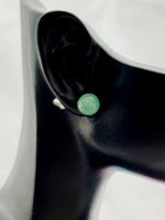 Silver Green Aventurine Dainty Stud Earrings 925 Sterling Silver Pin, Gifts for Girls, N5313A