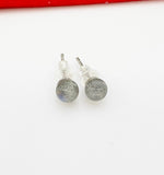 Silver Moonstone Dainty Stud Earrings 925 Sterling Silver Pin, Gifts for Girls, N5313C