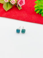 Silver Apatite Dainty Stud Earrings Natural Apatite, Gemstone Jewelry, Gifts for Girls, N5313E