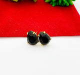 Gold Obsidian Stud Earrings Natural Obsidian, Gemstone Jewelry, Gifts for Girls, N5314