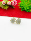 Gold Labradorite Stud Earrings Natural Labradorite, Gemstone Jewelry, Gifts for Girls, N5315