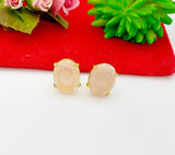 Gold Rose Quartz Stud Earrings Natural Rose Quartz, Gemstone Jewelry, Gifts for Mom, N5317