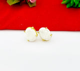 Gold Howlite Stud Earrings Natural Howlite, Gemstone Jewelry, Gifts for Mom, N5318