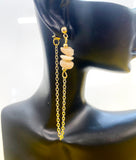 Gold Natural Sunstone Stud Earrings Gemstone Jewelry, Gifts for Girlfriends, N5325