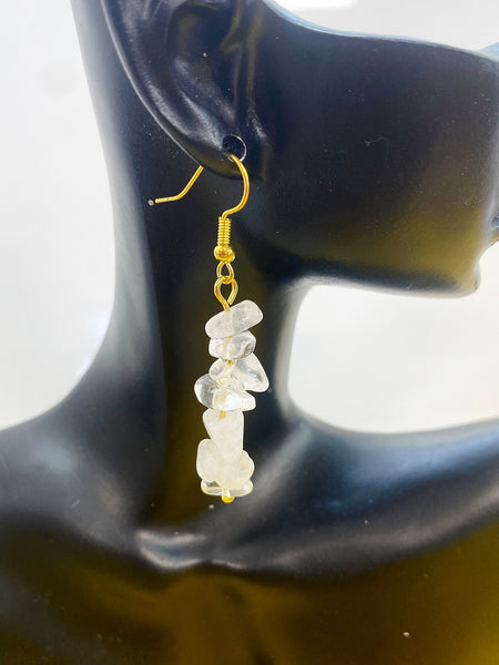 Gold Natural Quartz Dangle Earrings Birth Month Gemstone Jewelry, Gifts for Girlfriends, N5328