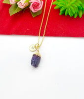 Gold Natural Amethyst Necklace Birth Month Gemstone Jewelry, Personalized Customized Gifts, N5329