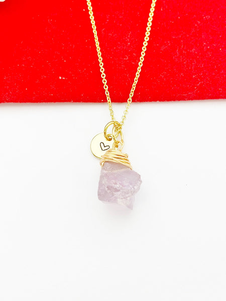 Gold Natural Quartz Necklace Birth Month Gemstone Jewelry, Personalized Customized Gifts, N5331B