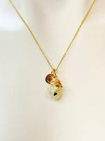 Gold Natural Quartz Necklace Birth Month Gemstone Jewelry, Personalized Customized Gifts, N5331C