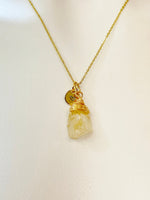 Gold Natural Quartz Necklace Birth Month Gemstone Jewelry, Personalized Customized Gifts, N5331D