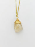 Gold Natural Quartz Necklace Birth Month Gemstone Jewelry, Personalized Customized Gifts, N5331D