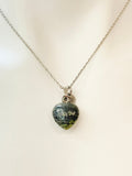 Silver Natural Kambaba Jasper Heart Necklace Birth Month Gemstone Jewelry Gifts, Personalized Customized Gifts, N5332B