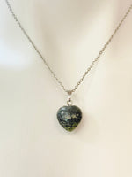 Silver Natural Kambaba Jasper Heart Necklace Birth Month Gemstone Jewelry Gifts, Personalized Customized Gifts, N5332B