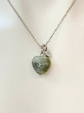 Silver Natural Labradorite Heart Necklace Birth Gemstone Jewelry Gifts, Personalized Customized Gifts, N5332C