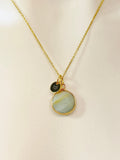 Gold Natural Amazonite Pendants Necklace Birth Gemstone Jewelry Gifts, Personalized Customized Gifts, N5334
