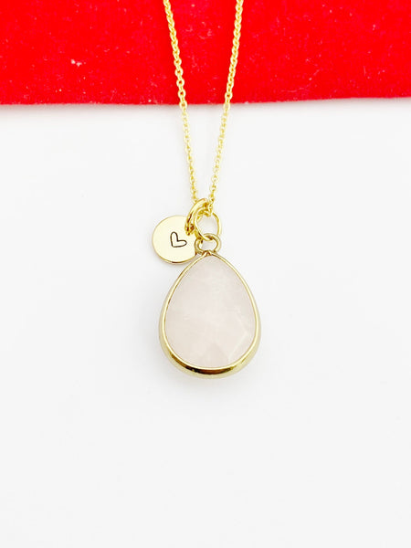 Gold Natural Rose Quartz Necklace, Gemstone Jewelry Gifts, N5337