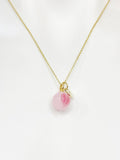 Gold Pink Peach Charm Necklace Handmade Lampwork, Girlfriends Gifts, Personalized Customized Gifts, N5338