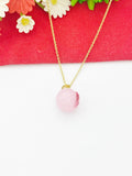 Gold Pink Peach Charm Necklace Handmade Lampwork, Girlfriends Gifts, Personalized Customized Gifts, N5338