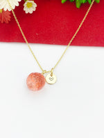 Gold Strawberry Charm Necklace Handmade Lampwork, Girlfriends Gifts, Personalized Customized Gifts, N5339