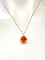 Gold Strawberry Charm Necklace Handmade Lampwork, Girlfriends Gifts, Personalized Customized Gifts, N5339