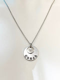Silver Hand Stamp Coach Charm Necklace, Coach Jewelry, N891B